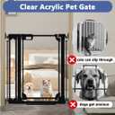 40" Clear Tall Baby Gate with Door, 29.5"-37.7" in Wide Pet Gates for Large Dogs Cats, Walk Thru Extra High Doggie Gates Doorways Stairs Indoor, Pressure Mounted Safety Gates, Black