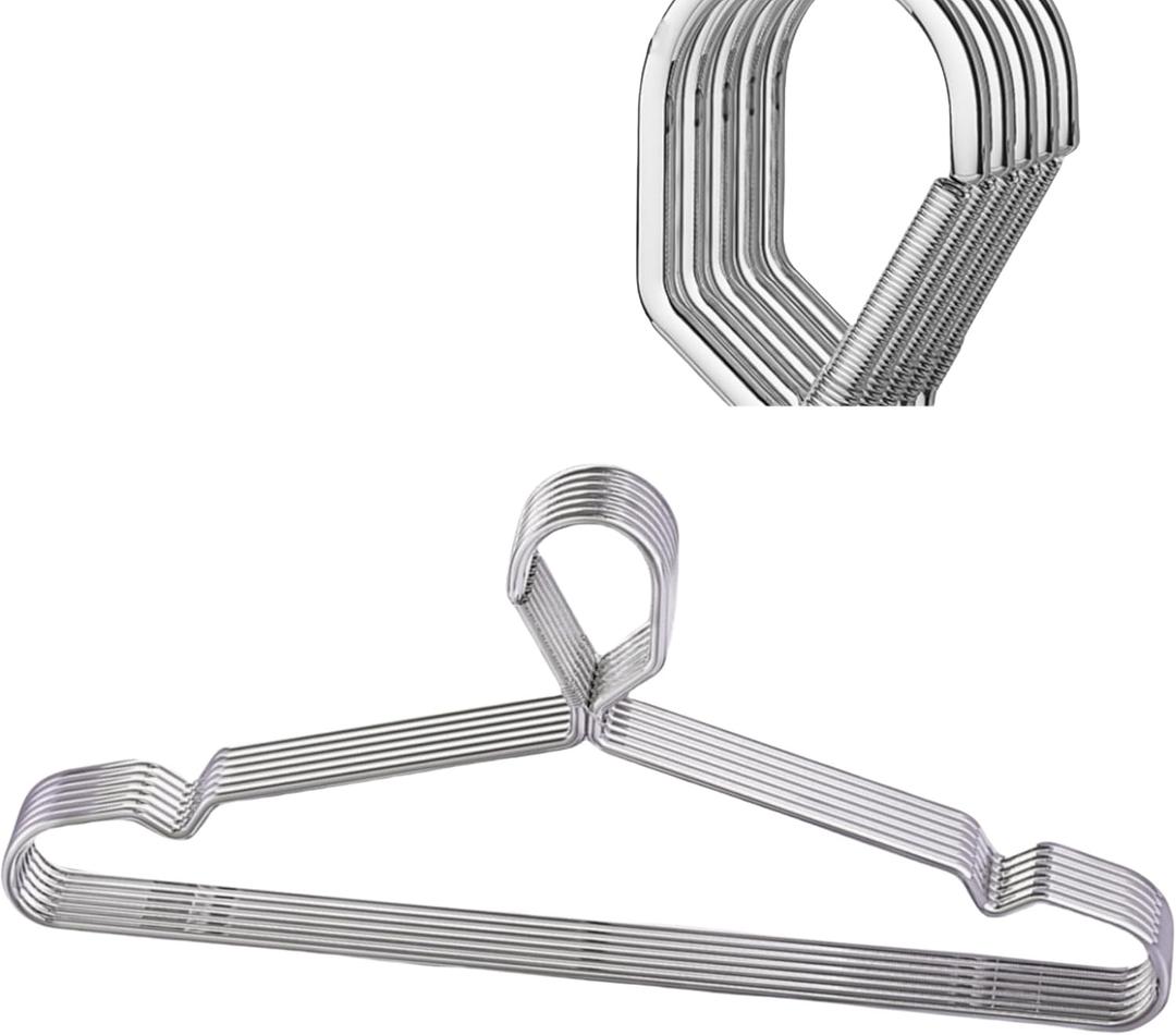 10 Pack 16.5 Wire Hanger 4mm Lockable Hangers Stainless Steel Slim Thin Heavy Duty Windproof Close Hook Metal Space Saving Clothes Hotel Hangers Silver