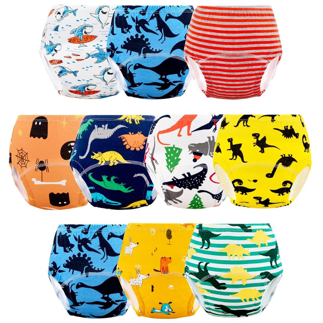 Potty Training Pants for boys, Toddler Learning Designs Training Underwear (10 Packs,Multi-colored, 2-3T, S)