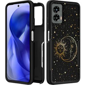 2 x for Moto G 5G 2024 Case Women - Cute Girls Phone Cover Girly Kawaii Aesthetic Unique Design Sun and Moon Heavy Duty Protective Shockproof Military Grade Teens for Motorola Moto G 5G 2024 Cases