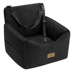 JOEJOY Dog Car Seats for Small Medium Dogs Under 35lbs, Dog Booster Seat with Detachable Washable Cover and Cushion, Memory Foam Pet Car Seat with Safety Belt and Storage Pockets (Black), 18x18x19x11 inches
