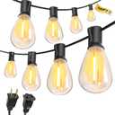 CABOCASA Outdoor String Lights 100FT for Outside Patio Lights with 50+2 Shatterproof S14 LED Dimmable Bulb, Outside Hanging Light Waterproof for Porch Garden Fences Backyard Balcony Pathways 2700K