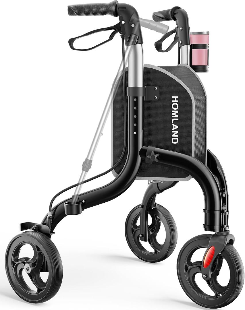 HOMLAND Foldable 3 Wheel Walkers for Seniors, Lightweight 11 lb