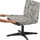 Liykimt Armless Criss Cross Office Desk Chair Cover Slipcover Accent Wide Seat Cover Swivel Task Vanity Slipper Mid Back Chair Computer Protector Stretchable Removable Without Arms(Gray Black)