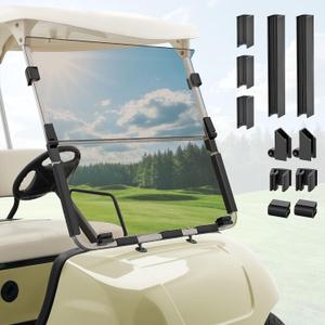 Panglong Fit Yamaha Windshield Tinted, Golf Cart 4MM Foldable Windshield with Clips Kit, Anti-UV Impact Resistant Windshield Suitable for 1995-2013 G14 G16 G19 Yamaha Models
