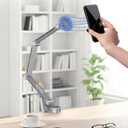 OMOTON Tablet Stand for iPad with 360 Rotation, GH04 Aluminum Alloy Long Arm Phone Mount with Magnetic Phone Head & Plastic Tablet Clamp, Adjustable Holder for 4-13" iPad Pro/iPhone, Grey