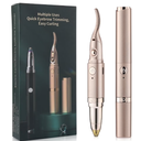 Eyelash Curler & Eyebrow Trimmer 2 in 1, Electric Lash Curler with 2 Temp Settings, Fast Heating, LED Light, Brow Shaper for Precise Shaping & Natural Curl, Gold