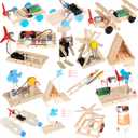 EUDAX 465PCS DC Motor Kit STEM Mini Electric Motor Kit for DIY Science Projects, LED Light Vanes Propeller, AA Battery Holder, Plastic Gears, Electrical Engineering Kit for Education Projects