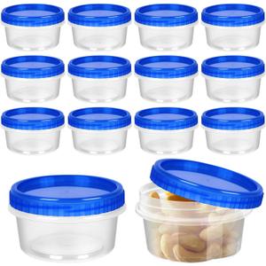 12 Pack Freezer Containers with Screw On Lids, 8 Oz Stackable Reusable Plastic Storage Container, Airtight Plastic Food Storage Containers with Twist Top Lids for Food Soup Jello Sauce