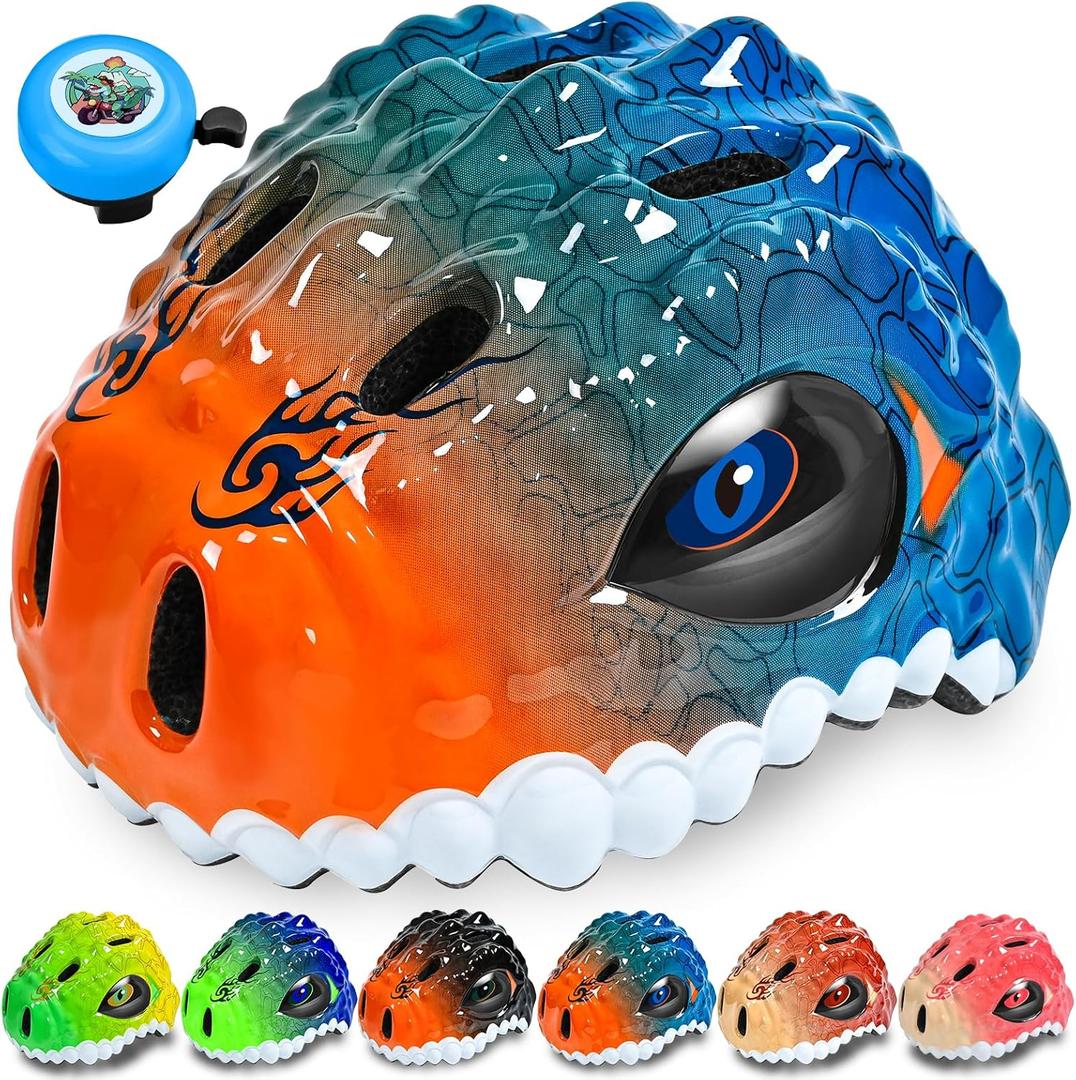 Toddler/Kids Bike Helmet for Boys Girls Adjustable Kids Helmet 3D Lightweight Ventilation and Multi-Sports Scooter Cycling Roller Balance Bike (X-Small: 17.3"-19.7"/44-50cm, Orange Blue)