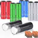 10 Pack of Flashlights 9 LED Mini Aluminum Flashlight Bulk with Lanyard 30 AAA Batteries Included Assorted Colors Handheld Flashlights for Hurricane Supplies Camping, Night Reading, Cycling