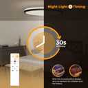 BLNAN LED Flush Mount Ceiling Light Fixture with Remote Control, 15.4 Inch 3000K-6500K Dimmable Round Low Profile Ceiling Lamp for Living Room Bedroom Kitchen, 15.4inch 36w