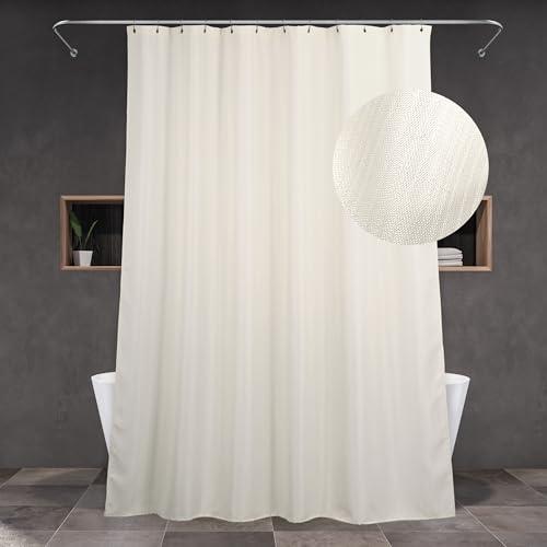 Popkozzi Cream Fabric Shower Curtains for Bathroom: Beige Linen Textured Waterproof Washable Polyester Shower Curtain - Solid Simple Elegant Decorative Ivory Bath Curtain Liner - 72x72
