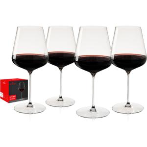 Spiegelau Definition Bordeaux Wine Glasses, Crystal Clear Drinking Glasses for Red Wine, Elegant Stemmed Glassware, Home Bar, Dinner Party, Wedding Gifts, Hosting Essentials, 26 oz, Set of 4
