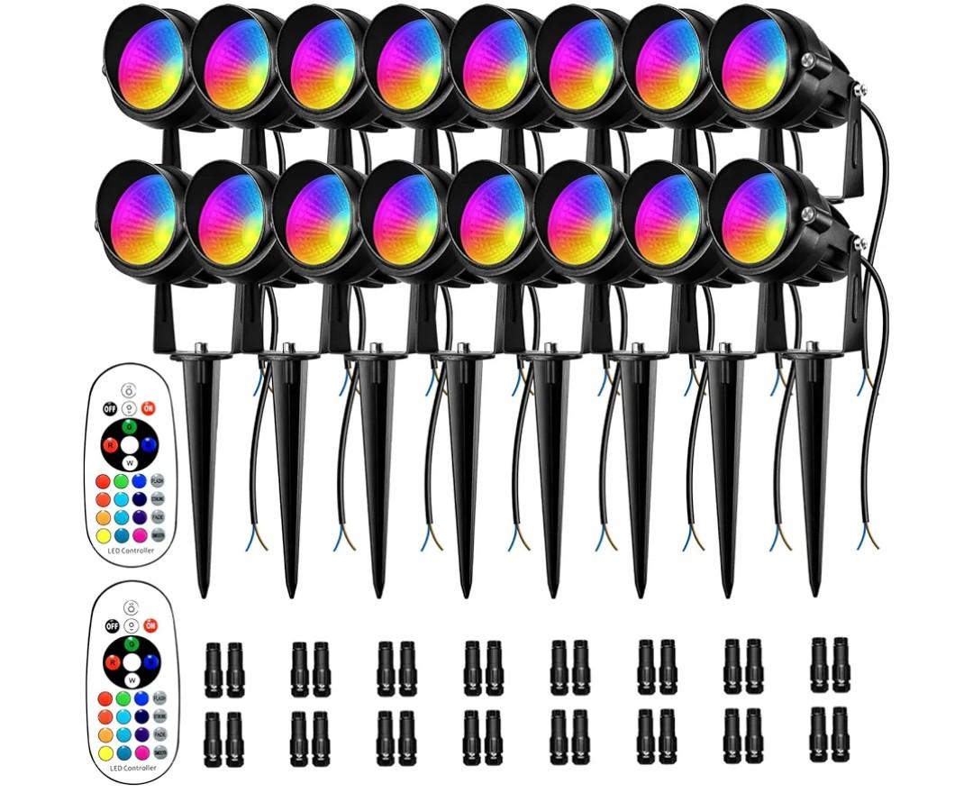 RGBW Low Voltage Landscape Lighting, 12V-24V Color Changing IP67 Waterproof Landscape Spotlights for Christmas Decorations Yard Tree Decorative (16)