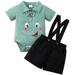 SUNNY PIGGY Toddler Boy Clothes Kid Summer Outfits Baby Button Dress Polo Shirt Romper Shorts Set 0-5T Beach Wedding Birthday Size 3-6 M