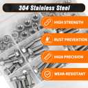 M8 Bolts and Nuts Assortment, 304 Stainless Steel Flange Hex Bolts Flange Nuts Full Coarse Hex Screws Thread Length from 16-50mm (60pcs)