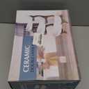 3 Tier Fruit Bowl With Bamboo Stand for Kitchen Counter, Ceramic Fruit Basket Large Capacity for Fruit Vegetable Storage, Snack Dessert Cake Tray Plate Rack for Party Wedding (White)