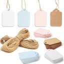 Bright Creations Paper Gift Tags with Jute String for Baby Showers and Birthday Parties, 4 Colors - Pack of 240