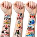 Race Car Temporary Tattoos - 200+ Need Four Speed Fake Tattoo for Birthday Party Decorations, Racing Birthday Party Favors Supplies for Teens(8 Sheets)