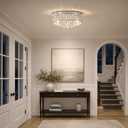 Chrome Crystal Flush Ceiling Light: Modern Dome Bedroom Bathroom Chandelier