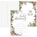 OXRUN Bridal Shower Invitations, 25 Winter Wreath Invites with Envelopes for Bridal Shower Reception Engagement Party, Christmas Holiday Wedding Party Cards - C06