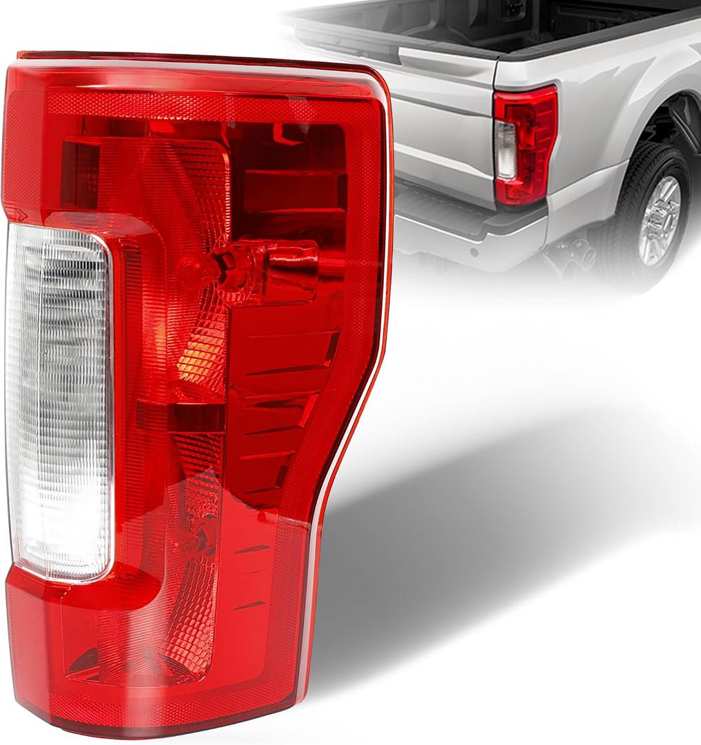Right Tail Light Assembly Compatible With 2017 2018 2019 Ford F250 F350 Super Duty Passenger Side Rear Brake Lamps - Taillights Replacement for HC3Z13404D with Bulb Halogen(w/o Blind Spot)