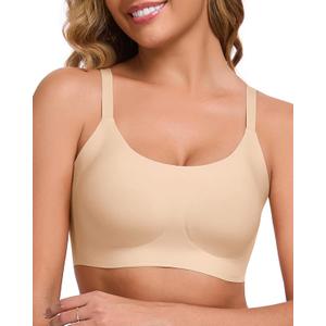 Ubras Seamless Bralette Spaghetti Strap Pull On T-Shirt Bra Wireless Comfortable Breathable Smooth Everyday Bra Women, Size: Large(US M)