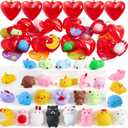 JOYIN 28 PCS Mochi Squishy Toys with Valentine Cards and Filled Hearts Party Favors for Kids Valentine Gifts Classroom Exchange, Kawaii Stress Relief Toy for Valentines Day Gift Exchange, Game Prizes
