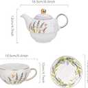 Tea for One Set, Teapot and Cup Set, Lavender | Gold Trim Tea Set for One, Floral Teapots Gift for Women