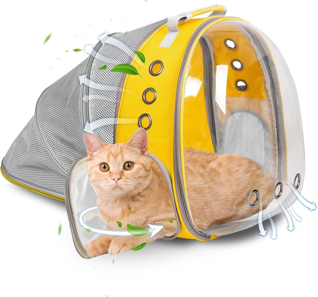 TOYSINTHEBOX Cat Backpack Carrier Bubble Expandable Foldable Breathable Pet Carrier Dog Carrier Yellow