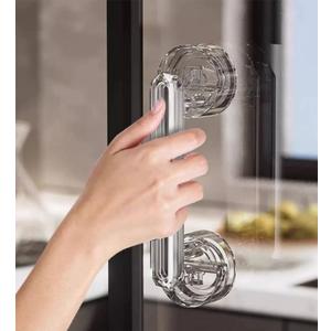 Large Glass Door and Window Handles, Bathroom Sliding Doors, cabinets, wardrobes, Suction Cups, and Seamless Handles (Transparent)