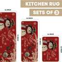 Artoid Mode Snowman Let It Snow Snowflake Christmas Kitchen Mats Set of 2, Winter Home Decor Low-Profile Kitchen Rugs for Floor - 24"x35"+24"x59"+24"x72" (Red)