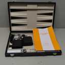 Backgammon Sets for Adults, 15" Backgammon Set Leather Large, Travel Backgammon Board Games - Classic Board Game (Grey Inner Lining)
