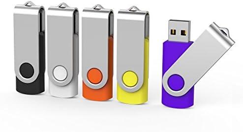 Aiibe 5 Pack 64GB USB Flash Drive 64 GB Flash Drives Thumb Drive Swivel USB Stick USB 2.0 Pen Drive (64G, 5 Mixed Colors: Black Red Yellow White Purple)