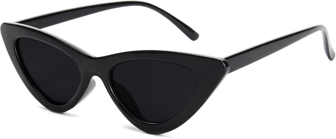 livho Retro Vintage Narrow Cat Eye Sunglasses for Women Clout Goggles Plastic Frame (Black Grey)