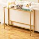 MAJARO Small Modern Console Table for Entryway, Tempered Glass with Metal Frame Sofa Table for Living Room, Hallway, Office (Single-Layer, Gold)