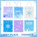 Henoyso 36 Pcs Snowflake Gift Bags with Handles Party Favor Goodie Bags Winter Wonderland Treat Bag for Candy, Christmas Holiday Supplies