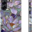 Esdot for Samsung Galaxy S24 Case - Wireless Charging Compatible  Dual-Layer Soft Silicone + Hard Shell - Wildflower Design - Protective Phone Cover for Women Girls - Abstract Lotus