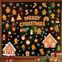 107Pcs Gingerbread Man Window Cling Stickers for Christmas Decorations Cute Elk Snowman Snowflake House Designs Christmas Window Clings Xmas Windows Decals for Home Class Decor Indoor Party Supplies
