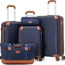 Cosbarn Luggage Sets 5 Piece Suitcases with Wheels, Suitcase Set ABS Hard Case Luggage with TSA Lock Spinner Wheels Durable Travel Luggage