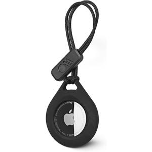 Case-Mate AirTag Holder - AirTag Keychain with Rugged Strap - Easy to Use, Protective, Durable Hard Shell Air Tag Case for Dog Collar, Cat Collar, Keys, Luggage, Backpack, Purses - 1 Pack, Black