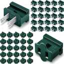 Flutesan 50 Pieces Vampire Plugs Female and Male Slip Plug Electrical Lighting Adapter Green Zip Inline Adapter for Xmas Holiday Party (SPT-2)