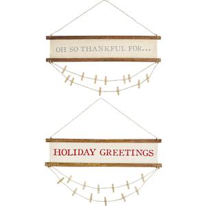 Mud Pie Thanksgiving/Christmas Reverse Photo Card Hanger, 6.75" x 34"