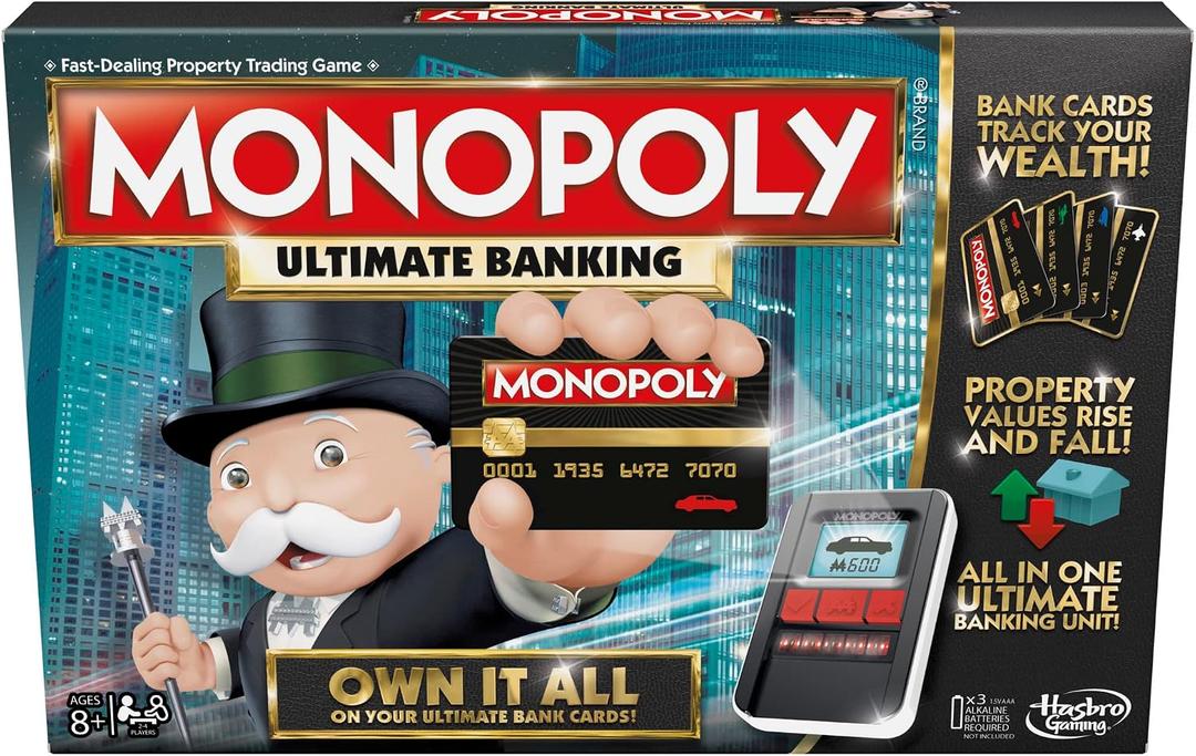 Hasbro Gaming Monopoly Ultimate Banking Edition Board Game for Families and Kids Ages 8 and Up, Electronic Banking Unit, Original version