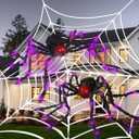 Halloween Decorations Light Up Spiders,59.05 Giant Spider Halloween Decorations,Halloween Giant Light Up Spider with Red Eyes for Haunted House/Yard/Costumes Party Decorations (BK 2PCS)