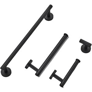 Bathroom Accessories Hardware Set Matte Black Wall Shelf Toilet Roll Paper Holder Robe Hook Hanger Towel Rail Bar Rack Ring,Whole Set Black