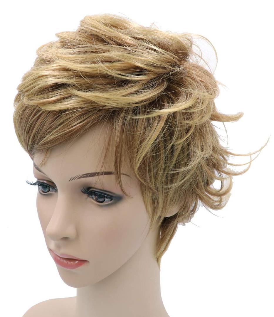 20cm Girls Fashion Short Loose Big Curly Hair Women Cosplay Wig Golden
