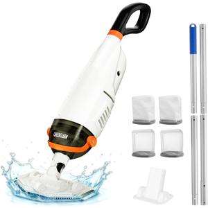 Cordless Handheld Pool SPA & Hot Tub Vacuum - 26.5GPM Suction, 98.82",1H Runtime, Directional-Control, Rechargeable Pool Cleaner for Above Ground & Inground Pool - White