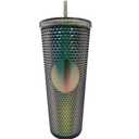 24 Oz Starbucks Tumbler with Lid And Straw Studded Tumbler with Lid And Straw Tumbler Cups, BPA-Free Double-Wall Plastic for Iced Coffee Cups or Water